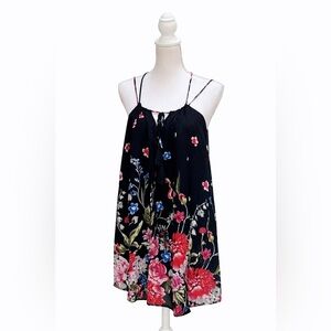 Umgee Womens Summer Dress Mini Floral Size M Cotton blend boxy spaghetti strap